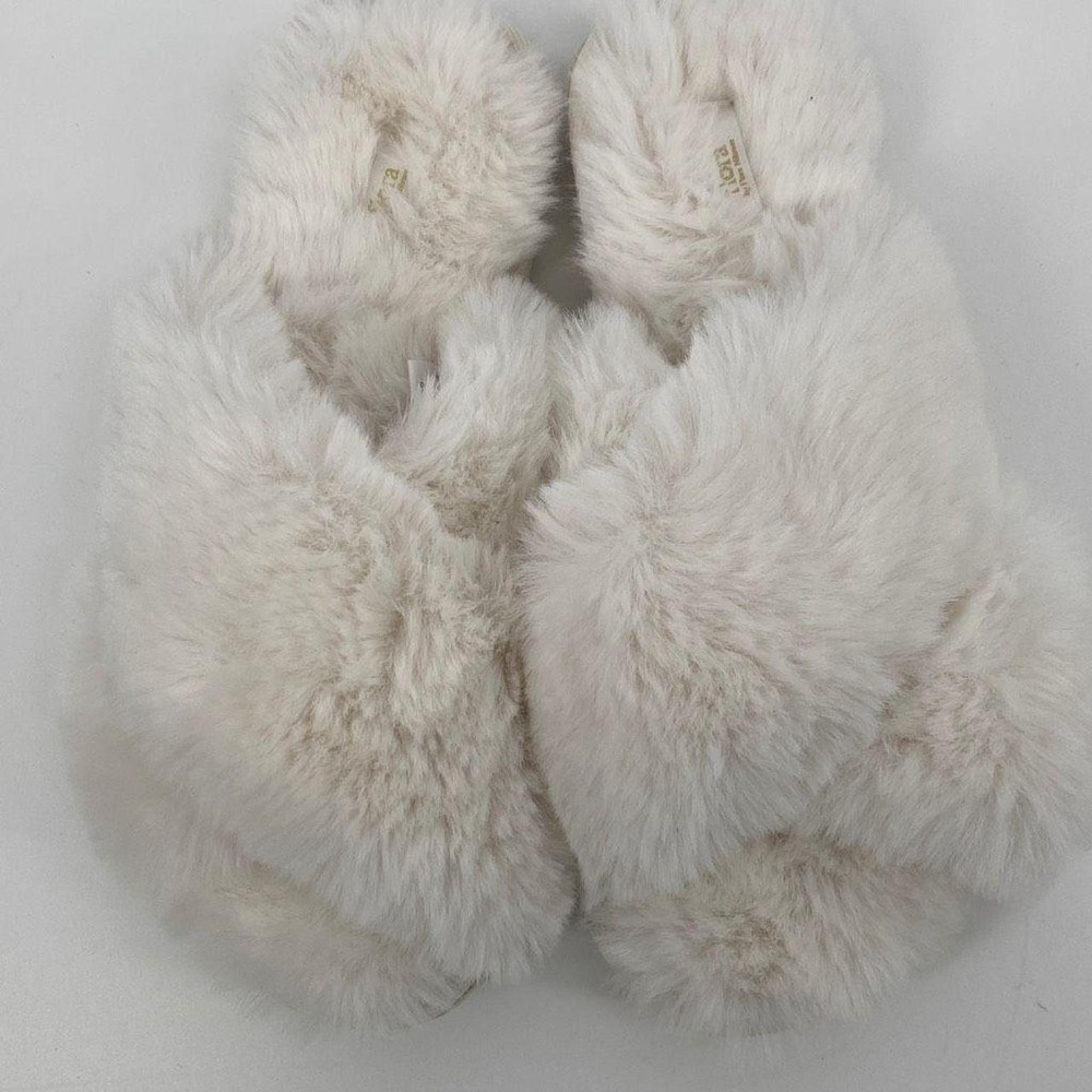 Flora By Flora Nikrooz Faux Fur Slipper Slides White Size Large 9/10 - Picture 6 of 8